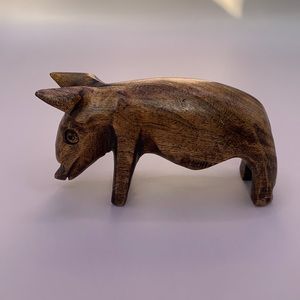 Hand carved solid wood Pig Statuette - brand new